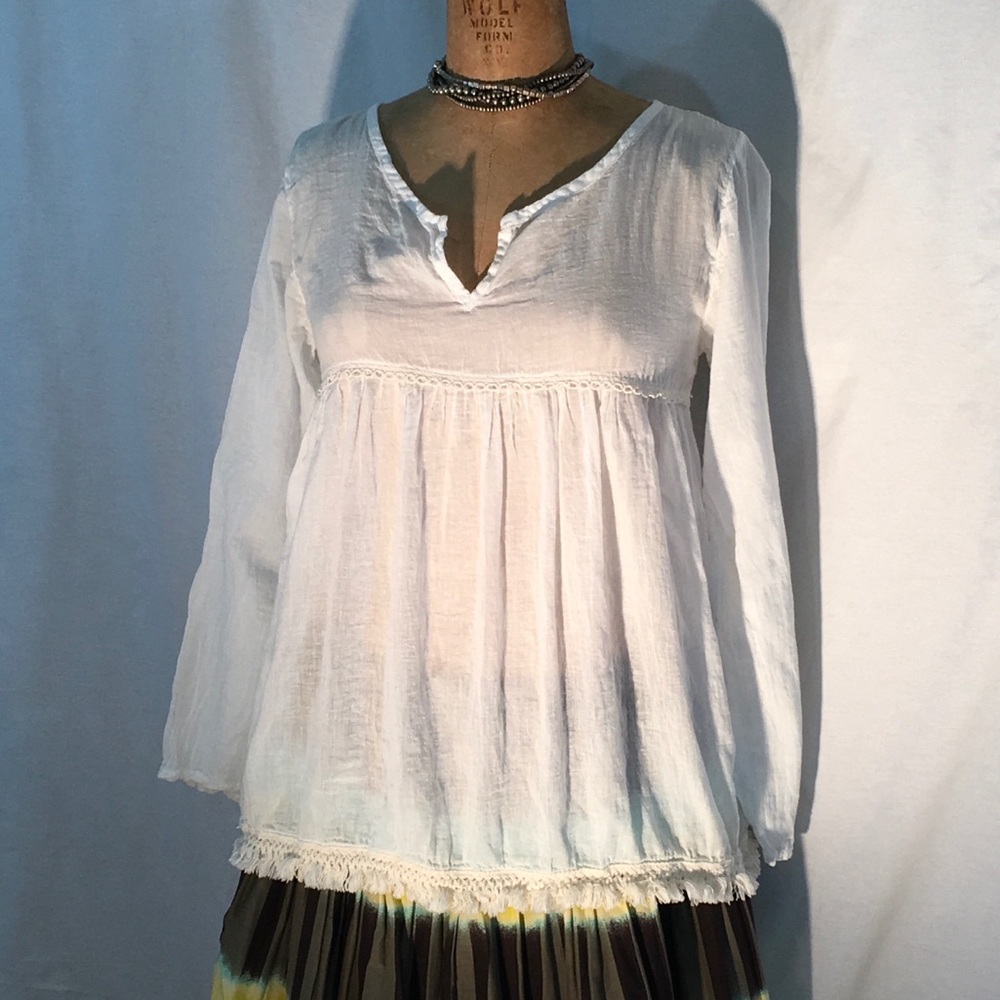 Natural Life white long sleeve boho-festival top